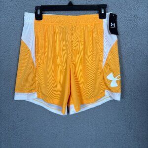 Under Armour Womens Standard Baseline 6" Basketball Short Orange/White Small NWT